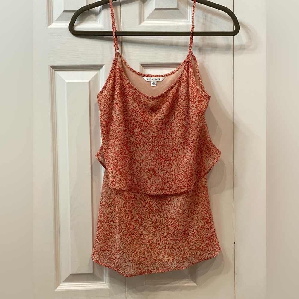 CAbi Red and White Patterned Camisole